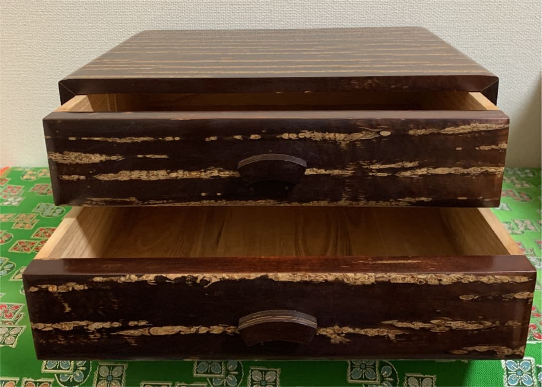 樺細工・総桐二段整理箱・1点物 角館樺細工《冨岡商店