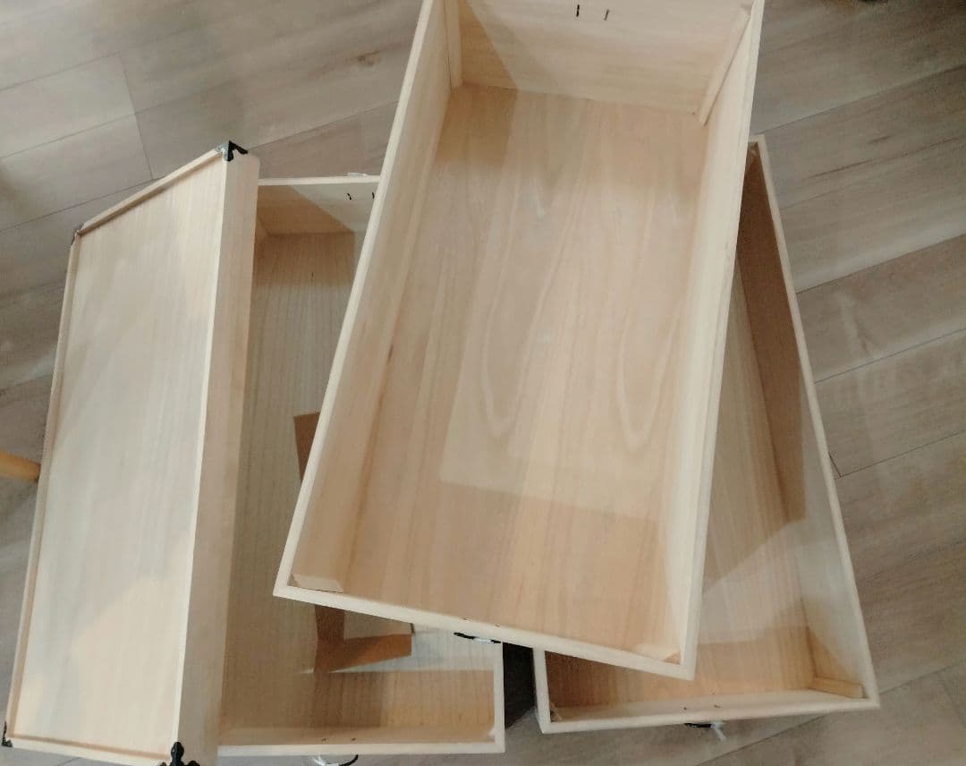 桐箱　木製収納ボックス 3段 スタッキング可能