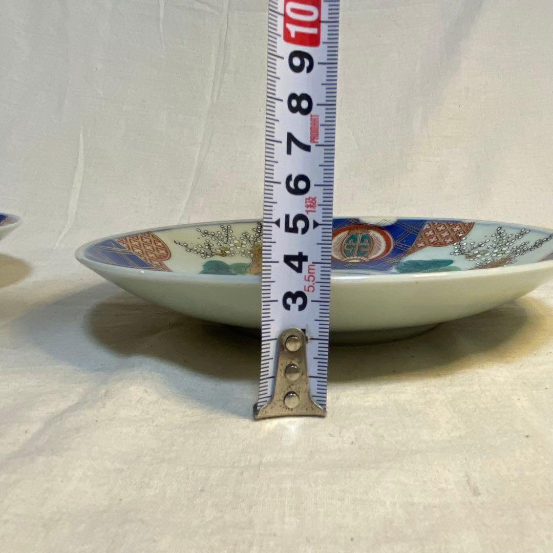 伊万里　古伊万里　中皿　色絵　金彩　松竹梅　２客