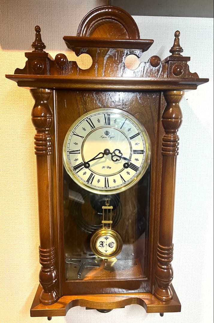 愛知30DAY SuperLight振り子時計ゼンマイ掛け時計柱時計ボンボン時計