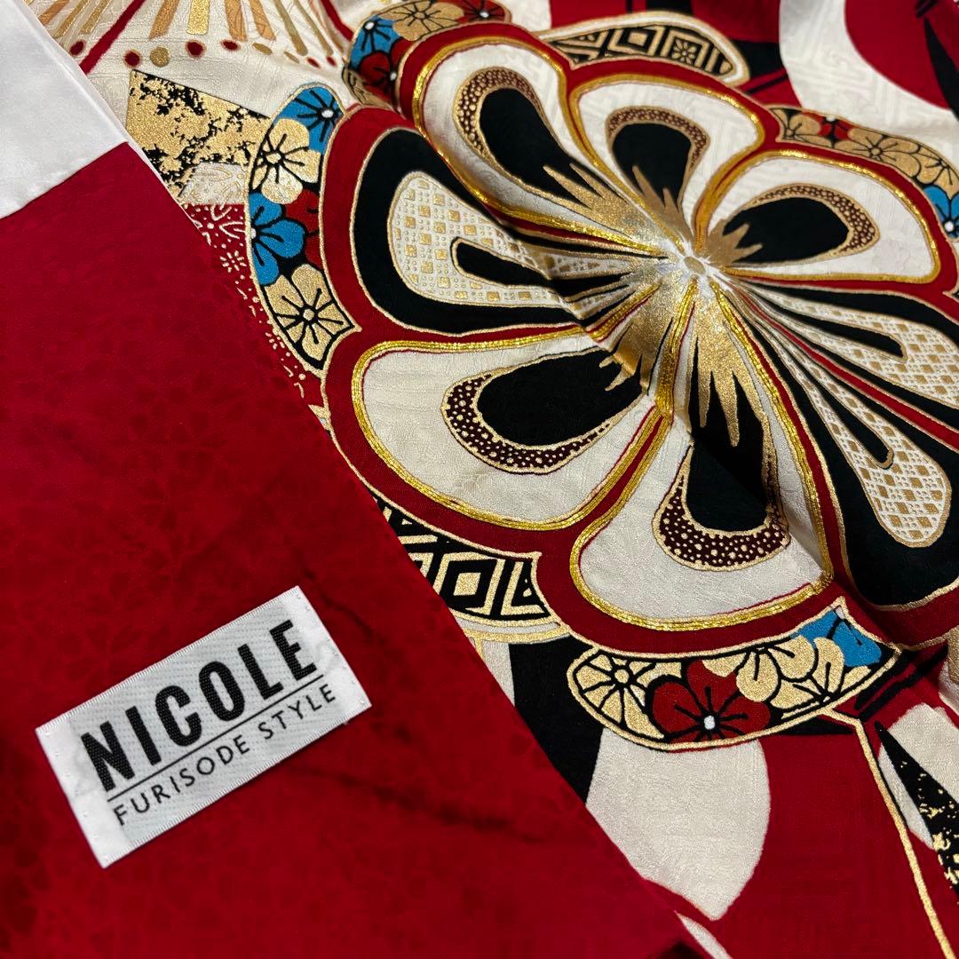 美品藤田ニコル美品金彩金駒刺繍逸品振袖フルセット 振り袖