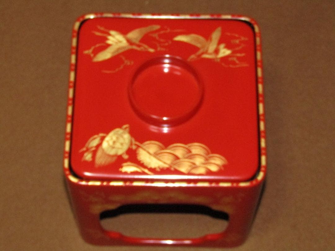 【輪島塗　松竹梅鶴亀　沈金蒔絵　屠蘇器揃】美品　正月道具