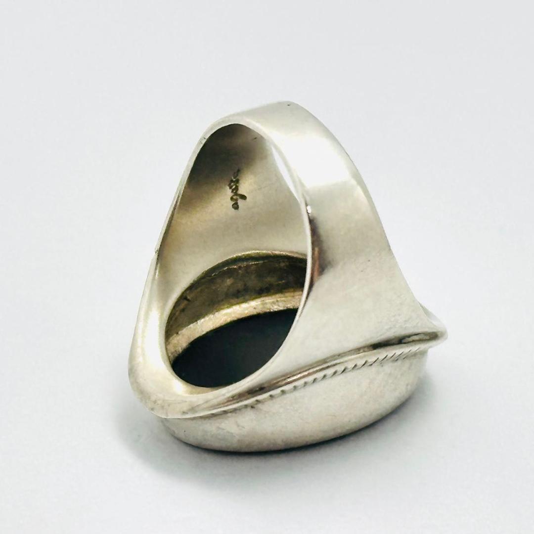 agete アガット　ロゴ刻印　シルバー　リング 9号　925 オニキス