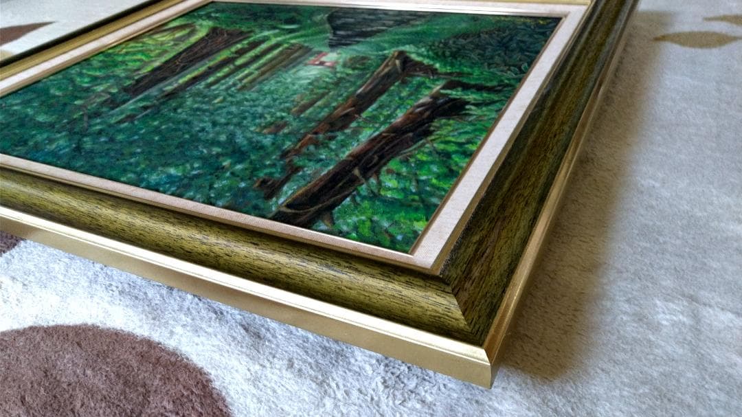 絵画「出羽三山参道」油彩画 油絵 風景画 原画 Ｆ10