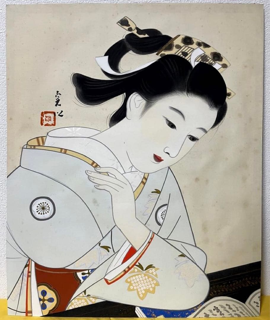 中村貞以 日本画 原画 約F8 絹本 貴重 真作保証 1点もの