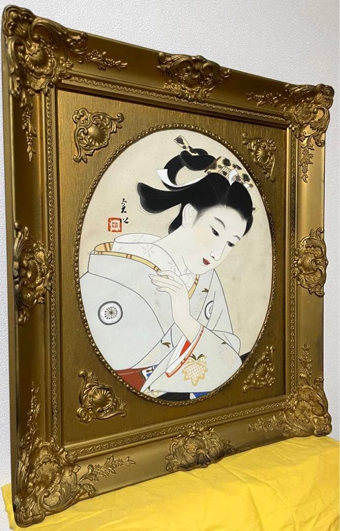 中村貞以 日本画 原画 約F8 絹本 貴重 真作保証 1点もの