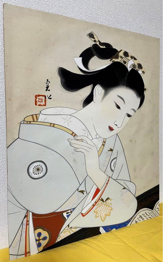 中村貞以 日本画 原画 約F8 絹本 貴重 真作保証 1点もの