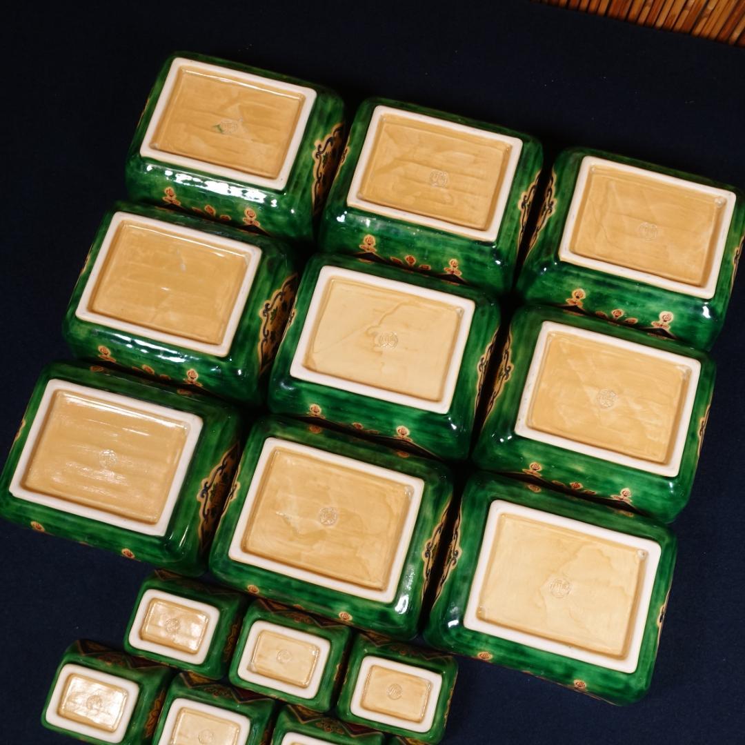 京焼 川尻一寛 禎山窯 色絵 刺身皿 向付 大小19客