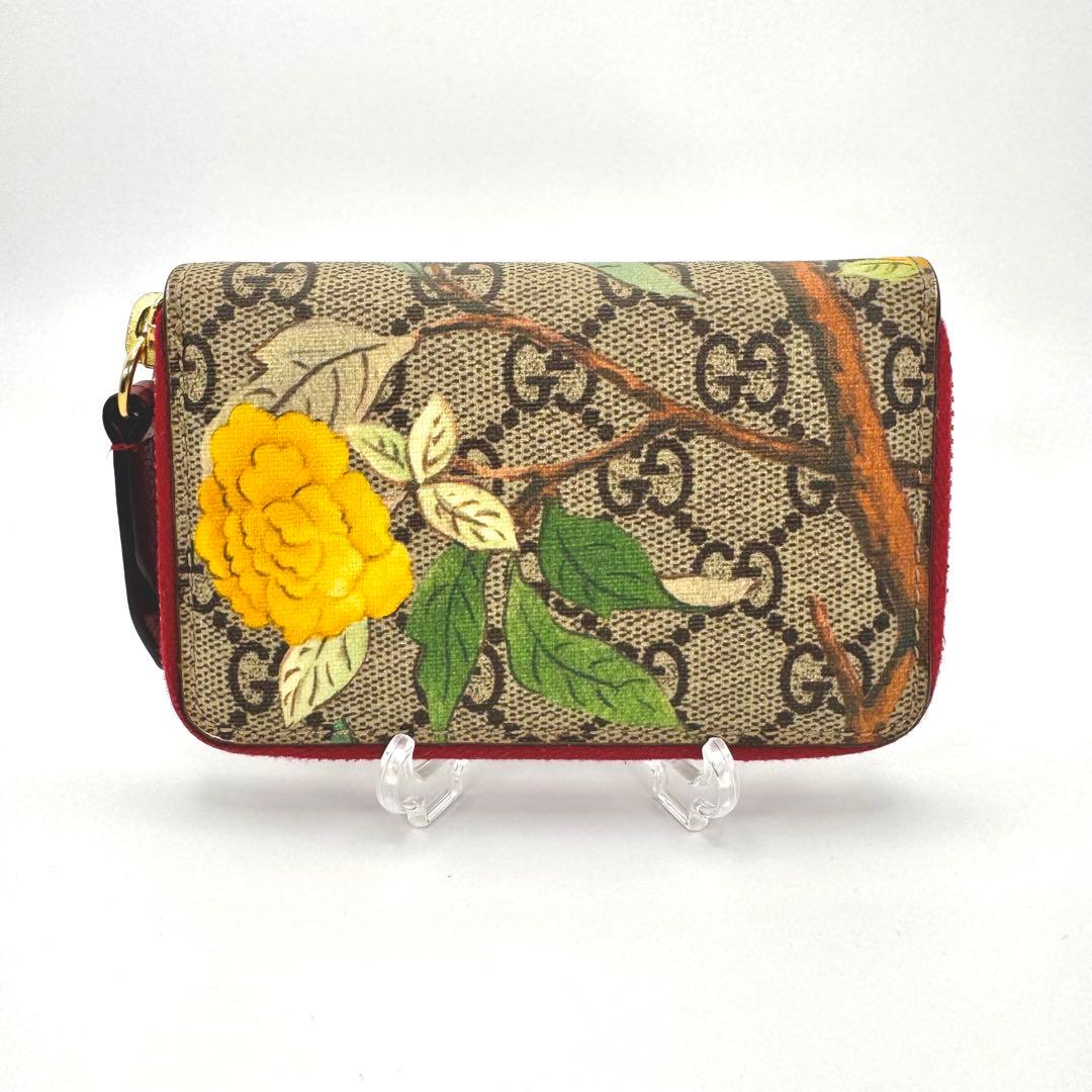 GUCCI - GGスプリーム コンパクトウォレット　ティアン 鳥柄 【美品】