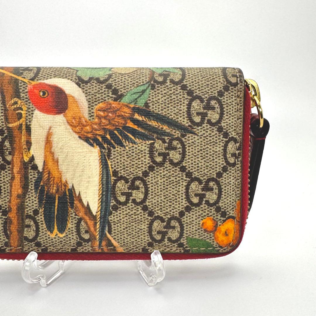 GUCCI - GGスプリーム コンパクトウォレット　ティアン 鳥柄 【美品】