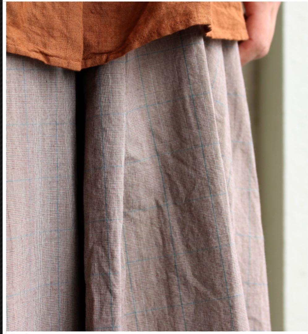 HARVESTY チェックカルメンキュロットブラウン