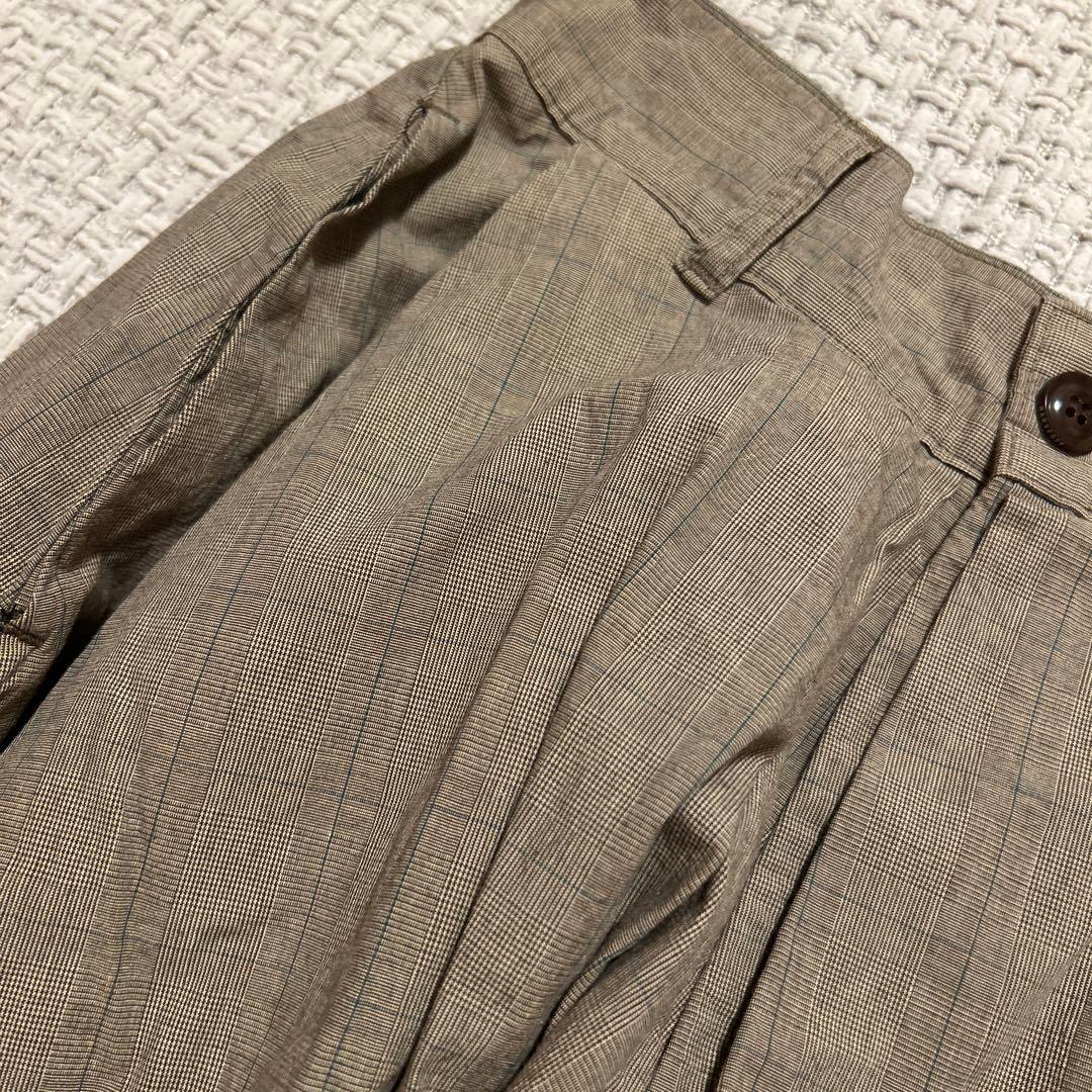 HARVESTY チェックカルメンキュロットブラウン