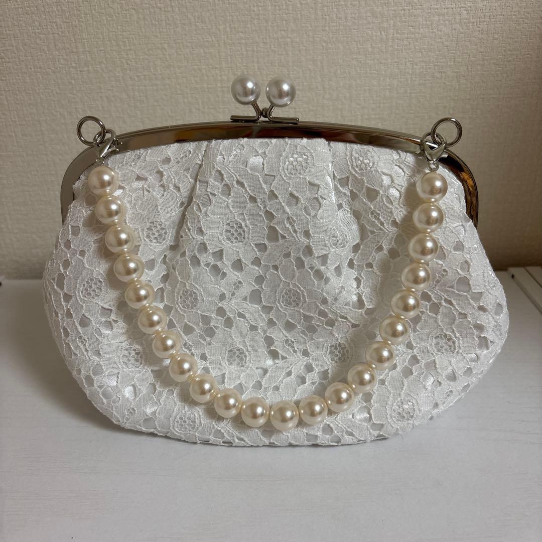 草履(厚底)バックセット　 パール　レース　[オフホワイト]