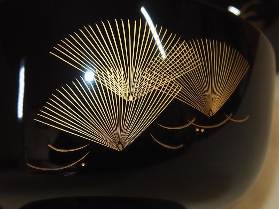 未使用】輪島塗 五島屋謹製 西岡勇人作 寿松沈金 煮物椀 5客