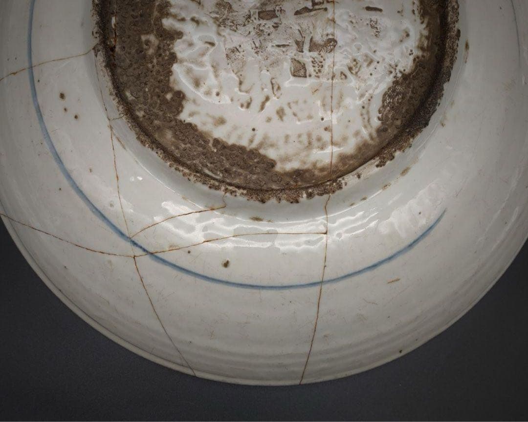 中國美術 古玩 鳳紋様 青花大皿 飾り皿 染付大皿 直徑36.5cm