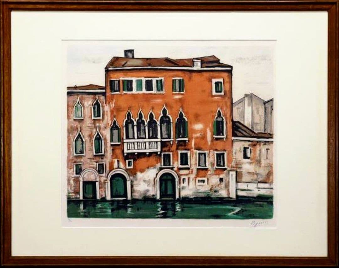 ミモレット様専用 荻須高徳「赤い家」リトグラフ 10号大 直筆サイン有 ☆真