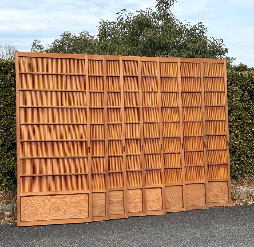 バラ売り可♪ 8枚セット簾戸 夏戸 古民家 扉 ドア すど 葦戸 古い建具 ガラス戸 1枚 簾戸 すど 葦戸よしど 夏障子 ▽現状販売