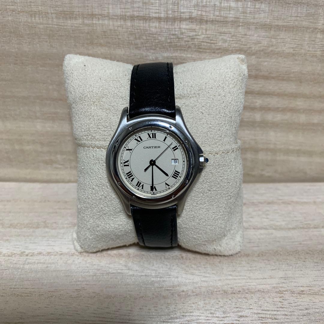 美品 カルティエ パンテール クーガー シルバー ローマン デイト LM