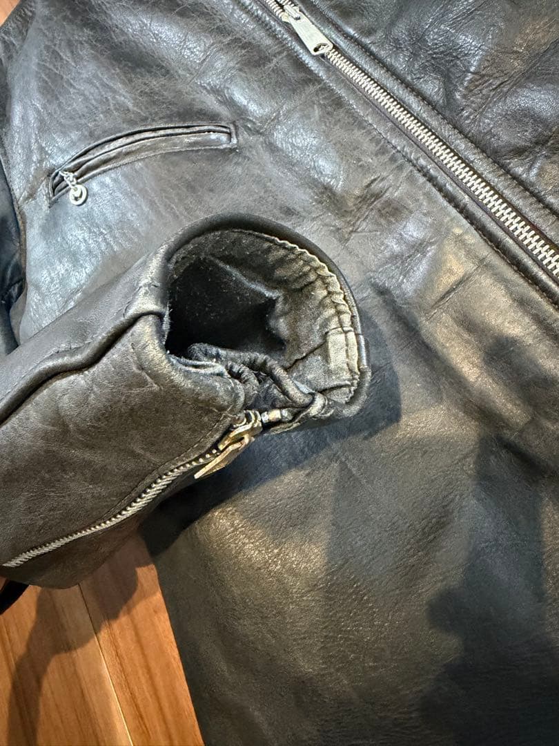 Schott 70年代 牛タグ 逆ハ型 ジッパー シングルライダース 70s