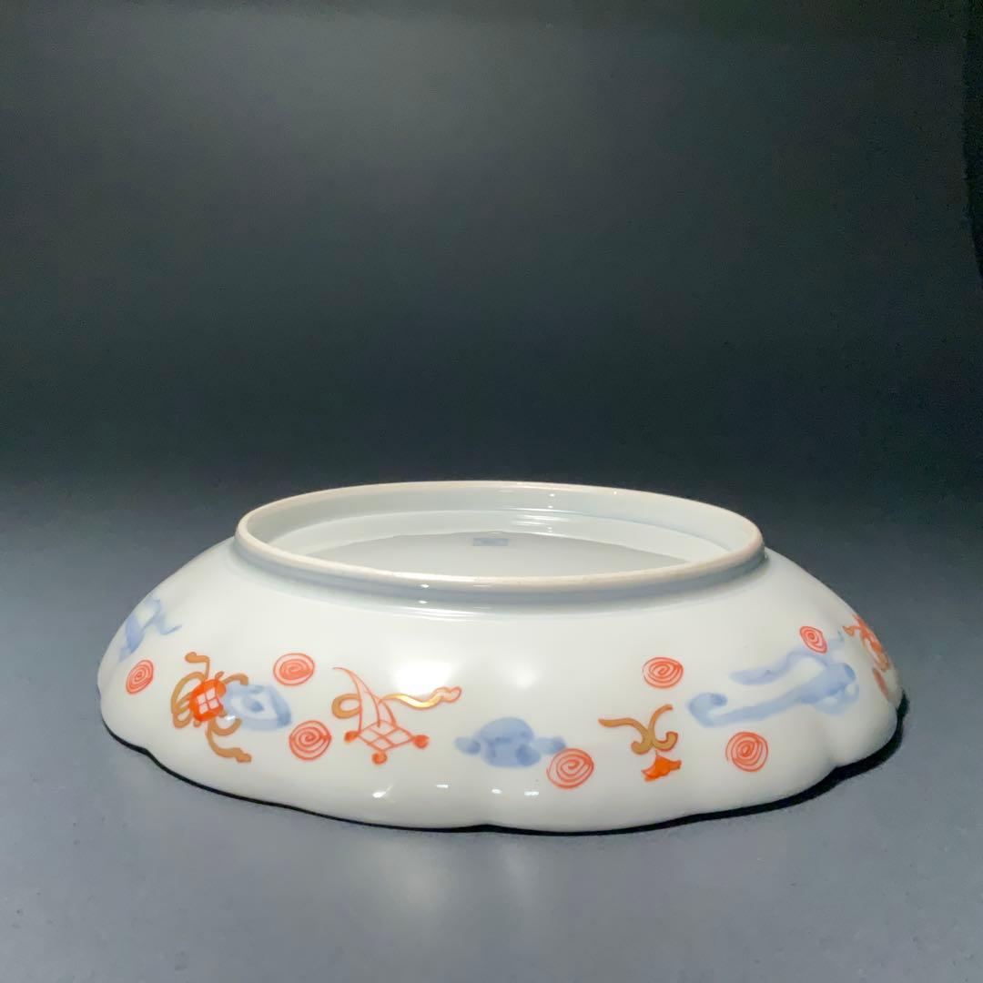 伊万里金襴手花に鳥籠図七寸皿∅21㎝　骨董　古伊万里　通り文　R1355w2B2