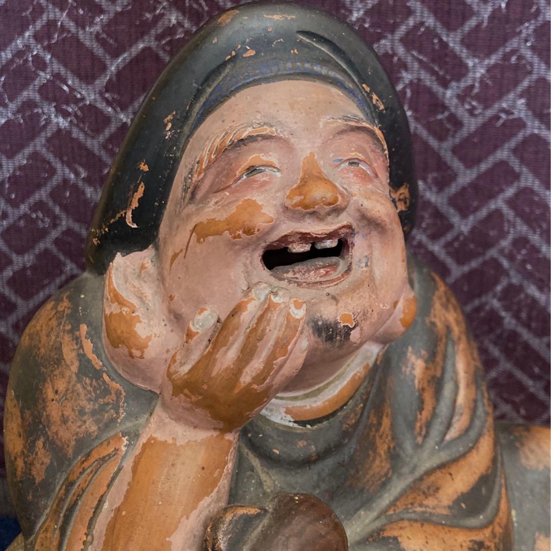 彩色備前　大黒天伏せ香炉　色備前