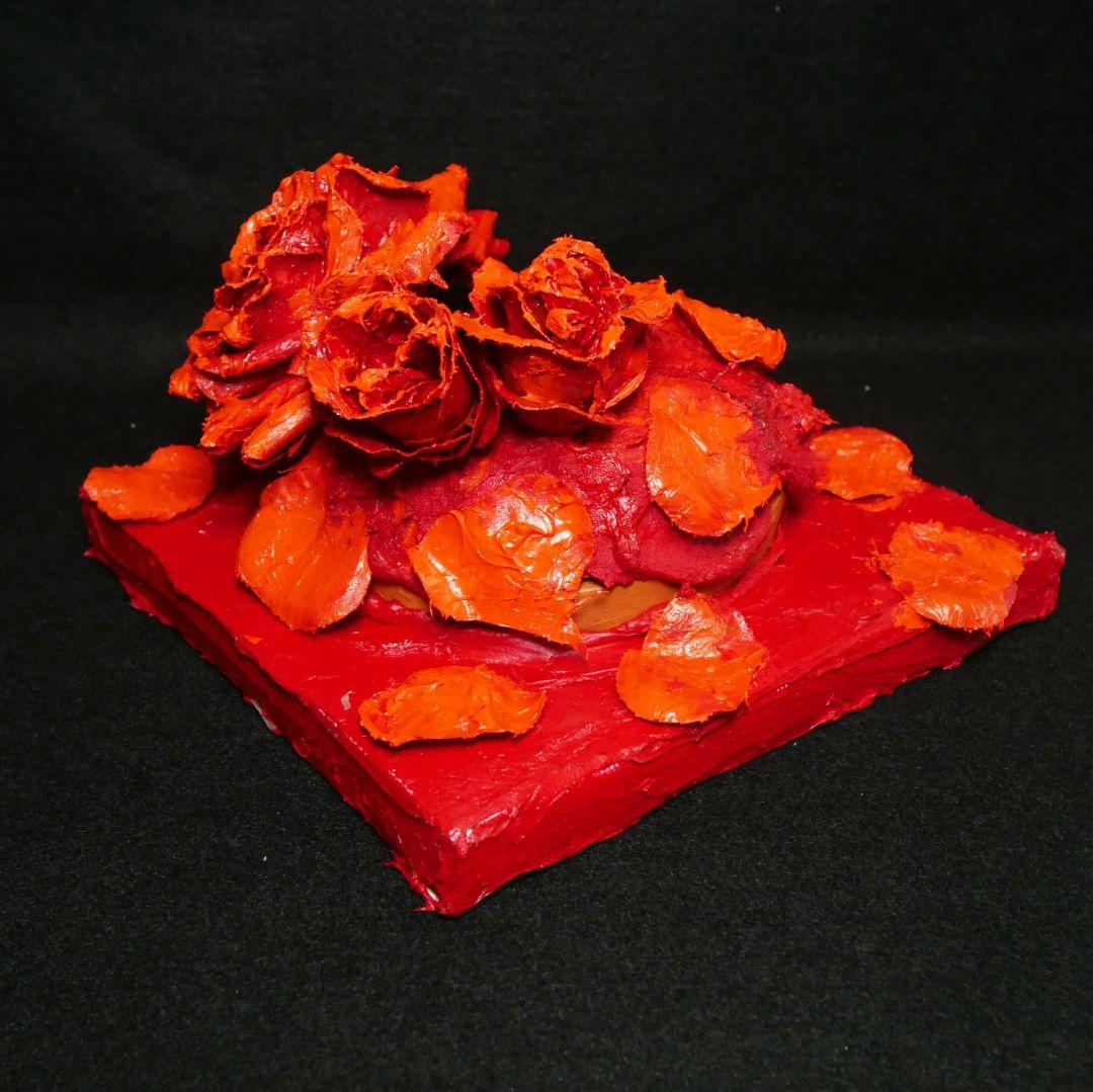 油絵 油彩 絵画 立体アート【薔薇のドーナツ】