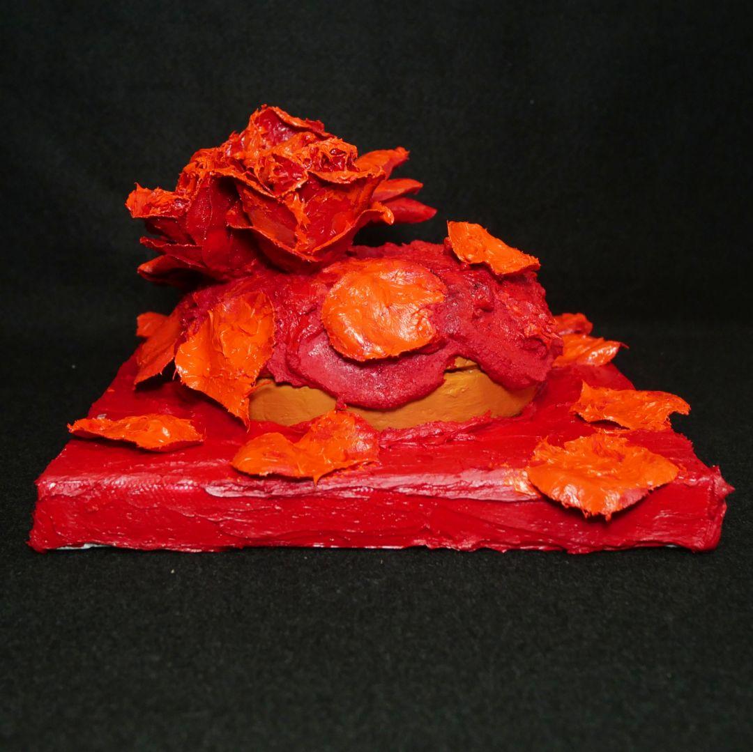 油絵 油彩 絵画 立体アート【薔薇のドーナツ】