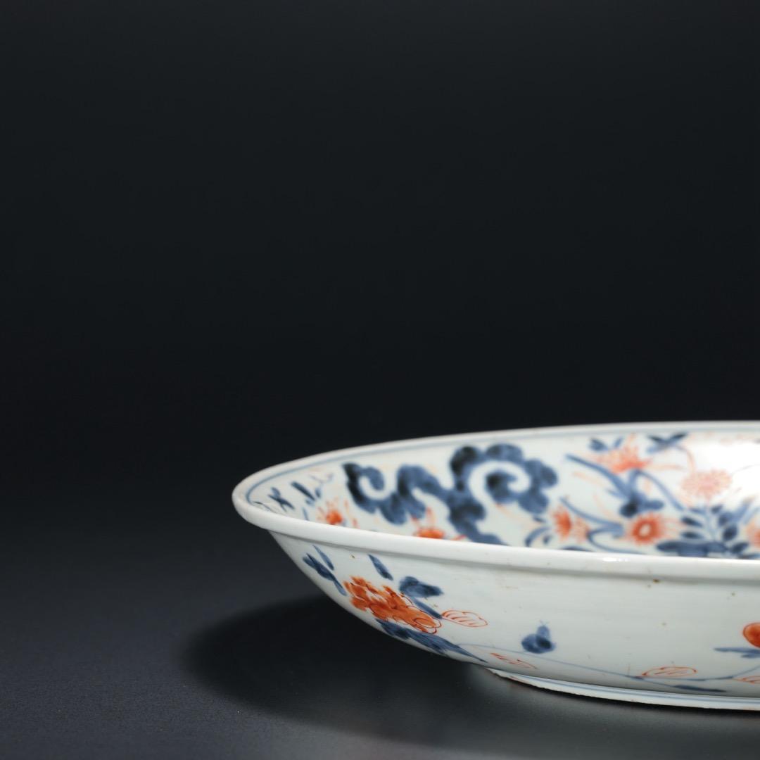 伊万里色絵花籠図皿 ∅31cm 古伊万里 骨董 R1370A