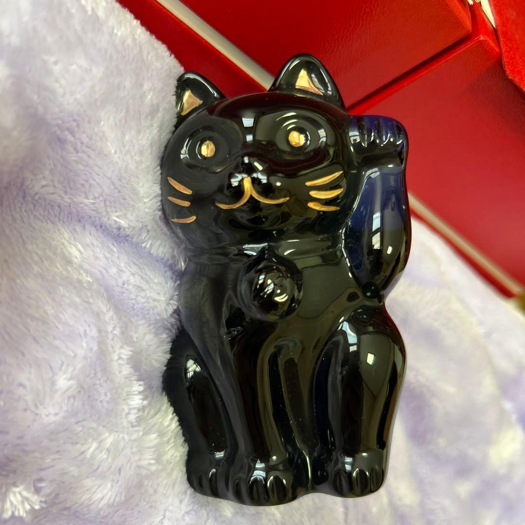 baccarat バカラ 招き猫 ミッドナイトブルー 縁起物 クリスタル 置物