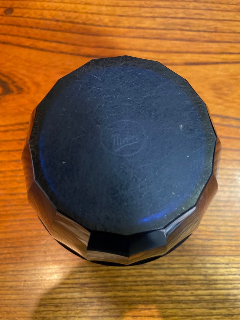 オールドモーゼル 花瓶 クリスタルガラス 金彩パチネ コバルトブルー