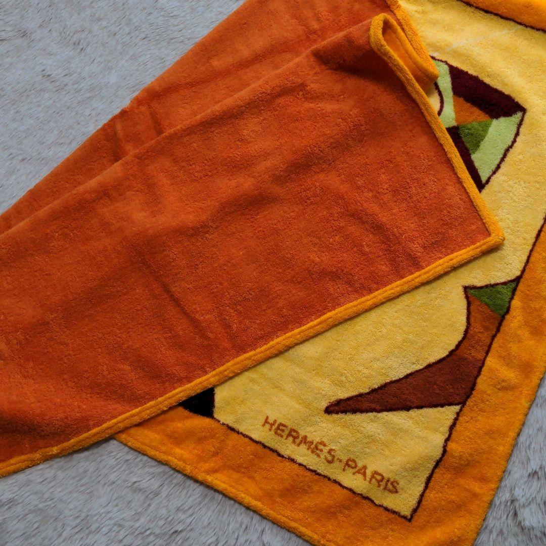 最終価格 ⚜️HERMES エルメス⚜️ 大判 厚地 ビーチタオル オレンジ
