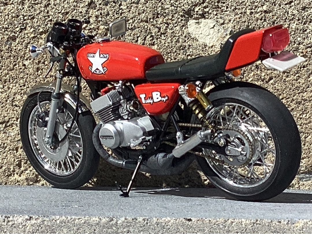 バイクプラモデル　族車　1/12 KH400改、GS1000(完成品)