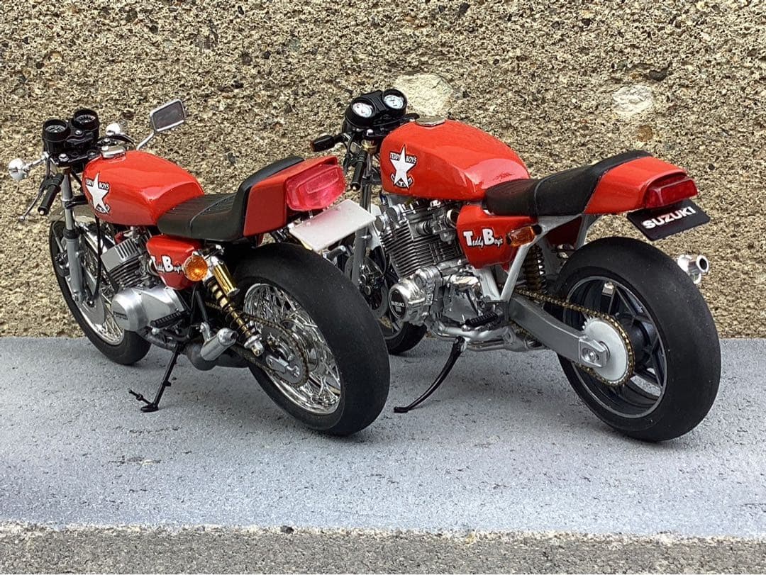 バイクプラモデル　族車　1/12 KH400改、GS1000(完成品)