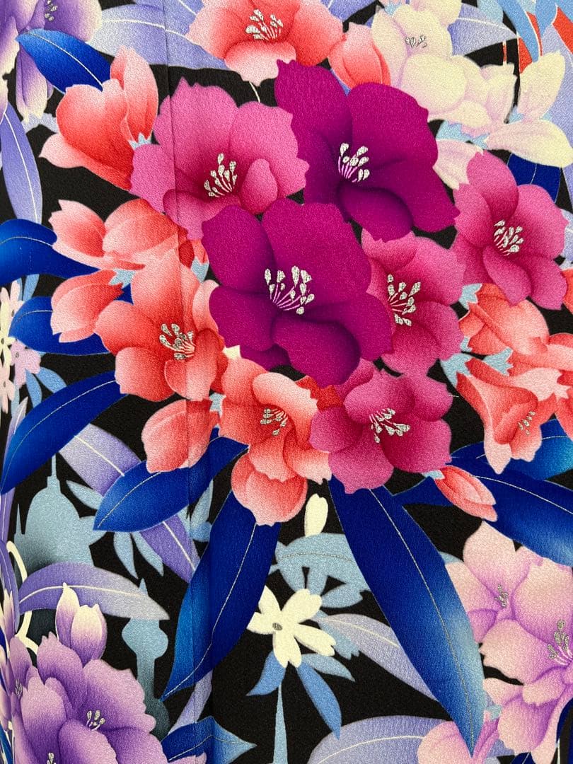 振り袖 フルセット 長襦袢付 モダン 珍品 洋花 金彩加工 620