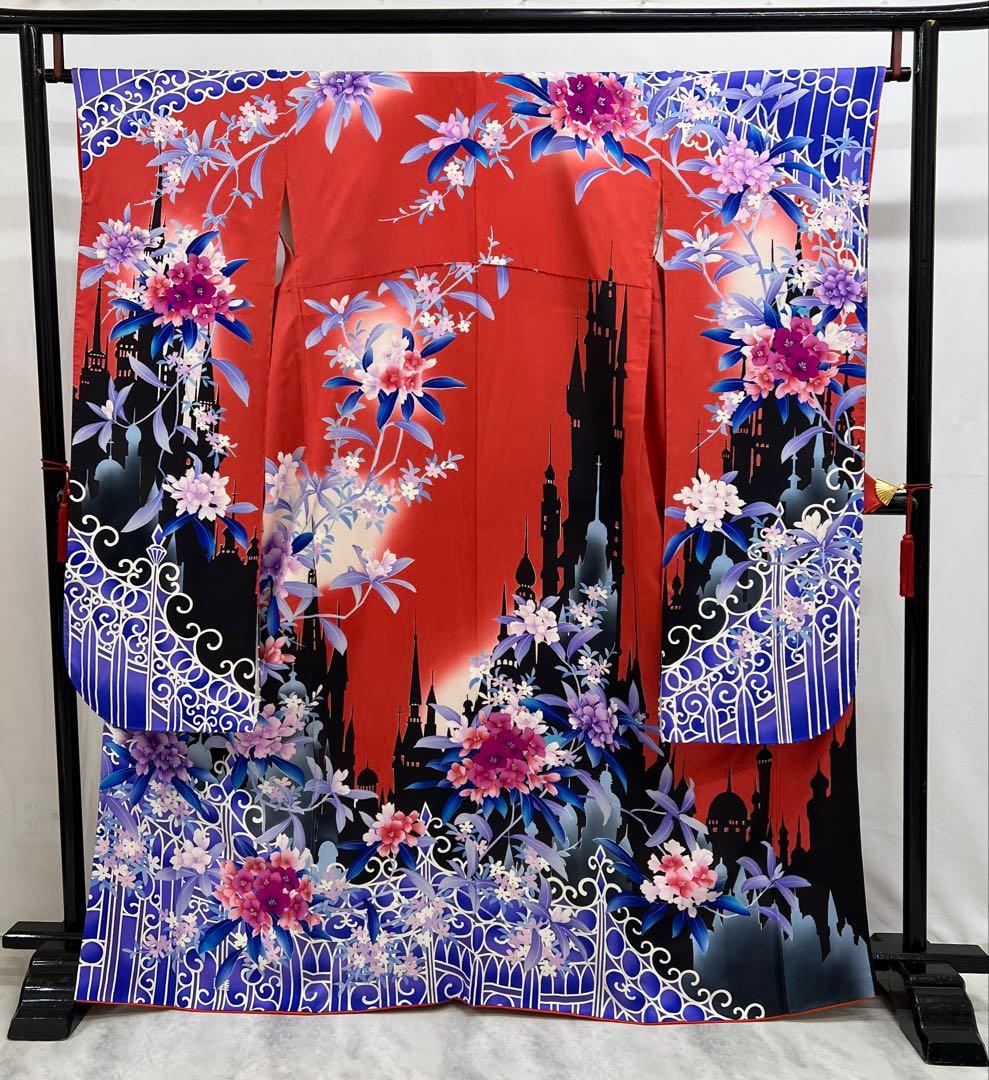 振り袖 フルセット 長襦袢付 モダン 珍品 洋花 金彩加工 620