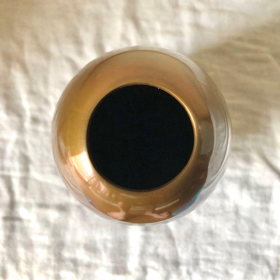 アンティーク オブジェ 朱銅 花瓶 青銅器 共箱付 照文 ブロンズ 山形