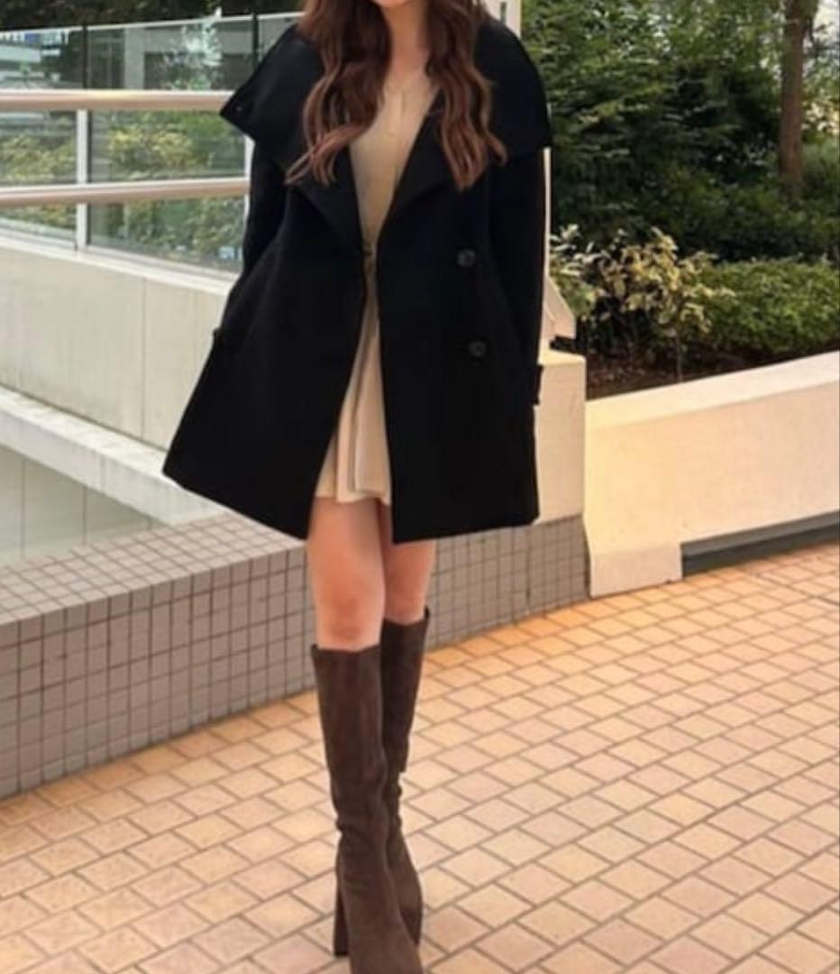 ステンカラーコート25オーバーネックシンデレララインミニコート rienda セール】25オーバーネックシンデレララインミニコート 秋服 冬服