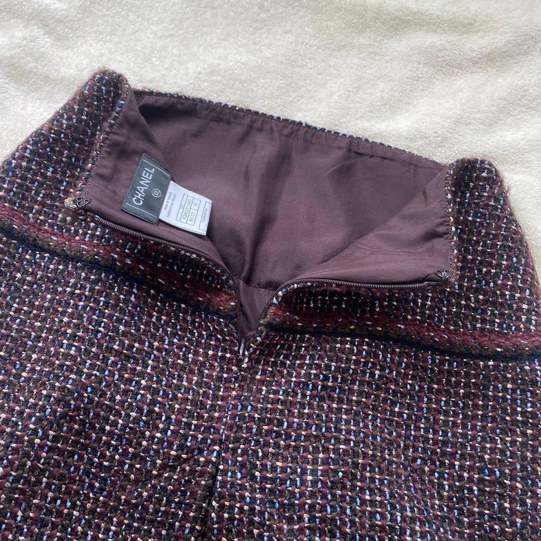 CHANEL ラメツイード スカート ボックスプリーツ ウール