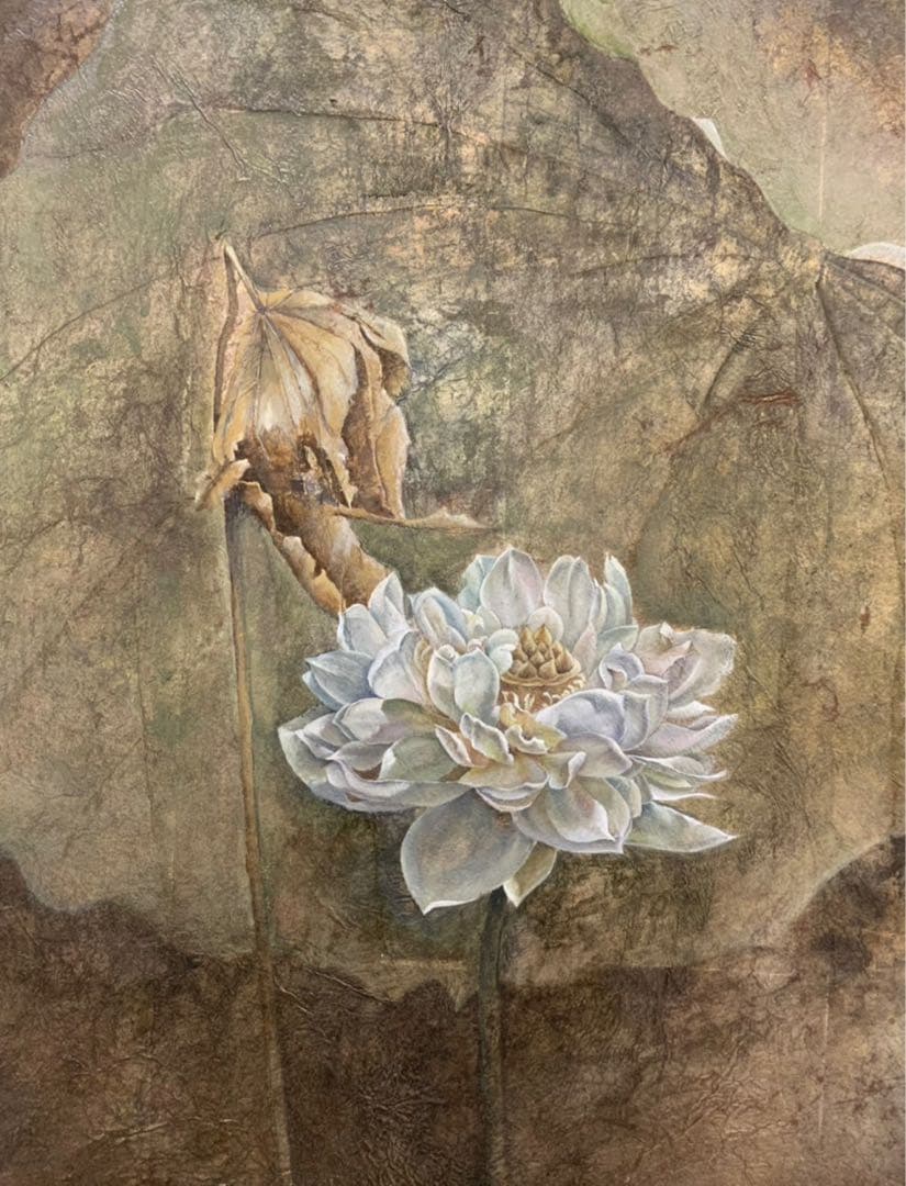 蓮の花 原画 絵画 額縁付き アート インテリア