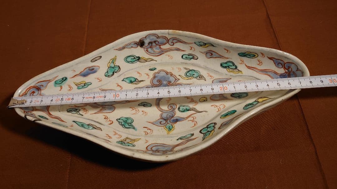 古九谷 古伊万里 菱形 色絵 鶴の図 九谷焼 美術館展示 1客 131th KOGIRE-