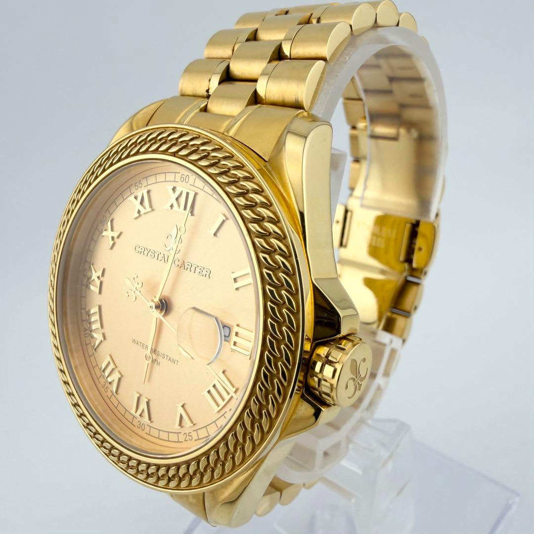 美品 クリスタルカーター FELIX 2 ゴールド メンズ クォーツ腕時計