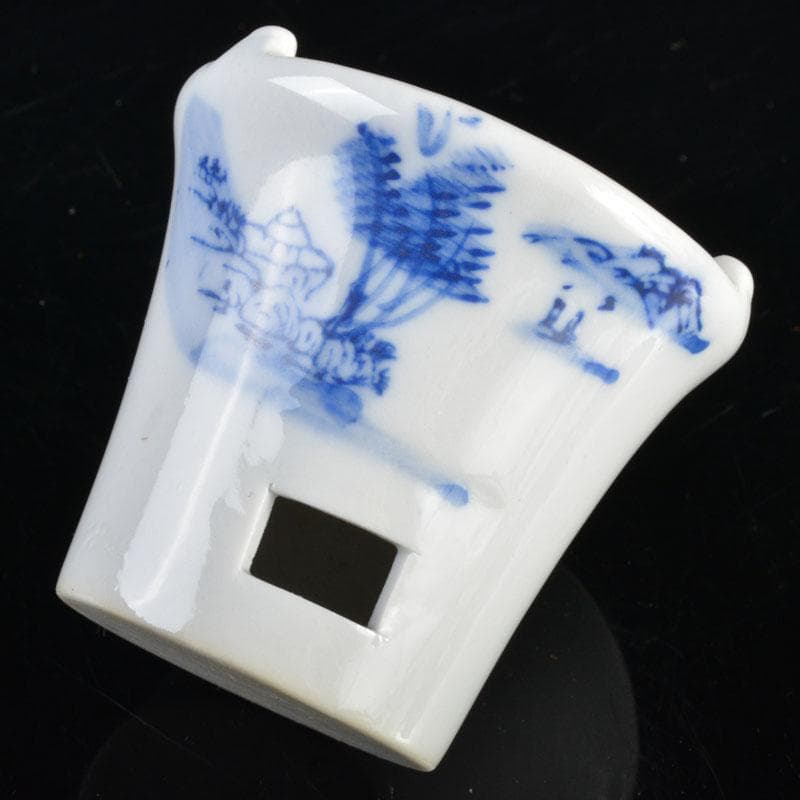 中国　青花　山水文　ミニチュア茶器　急須　涼炉　湯呑　4点　V　R4721