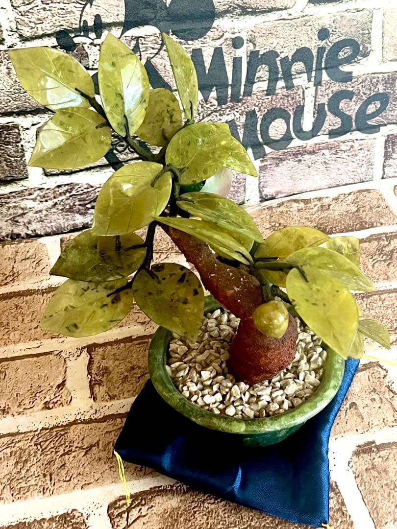 中国美術 翡翠 桃の木盆栽 玉石盆栽 置物 桃樹 縁起物 工芸品 玉石