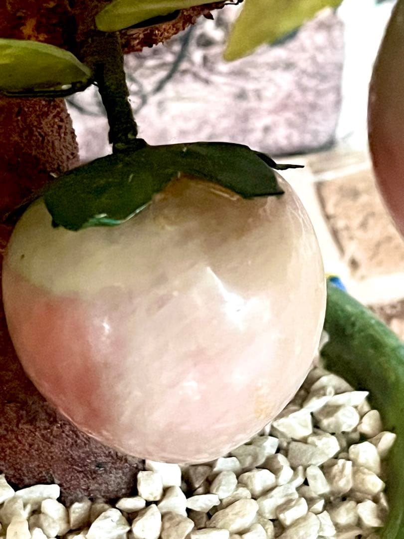 中国美術 翡翠 桃の木盆栽 玉石盆栽 置物 桃樹 縁起物 工芸品 玉石