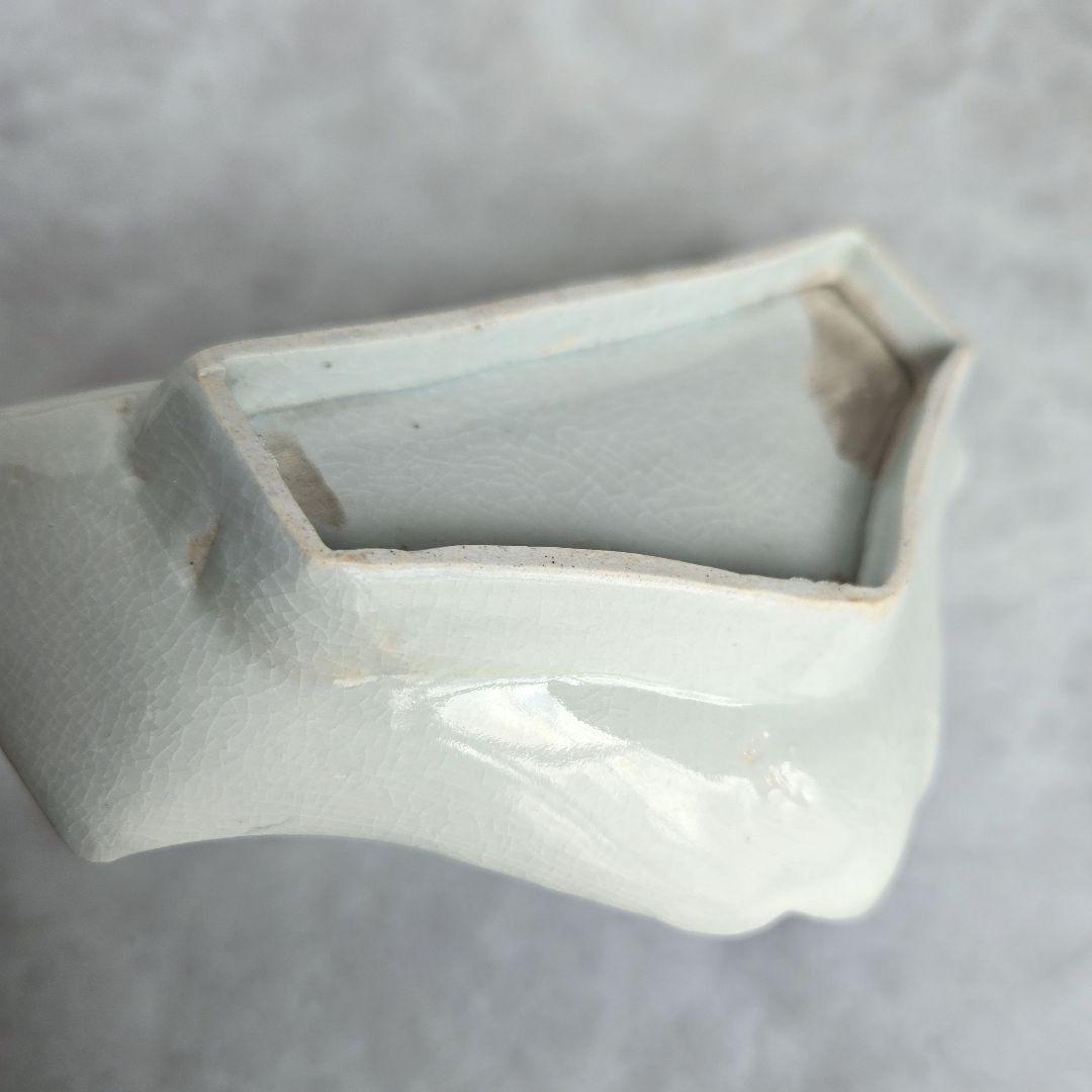 古伊万里　染付　富士山　変形小皿　型紙摺　江戸時代　骨董　アンティーク