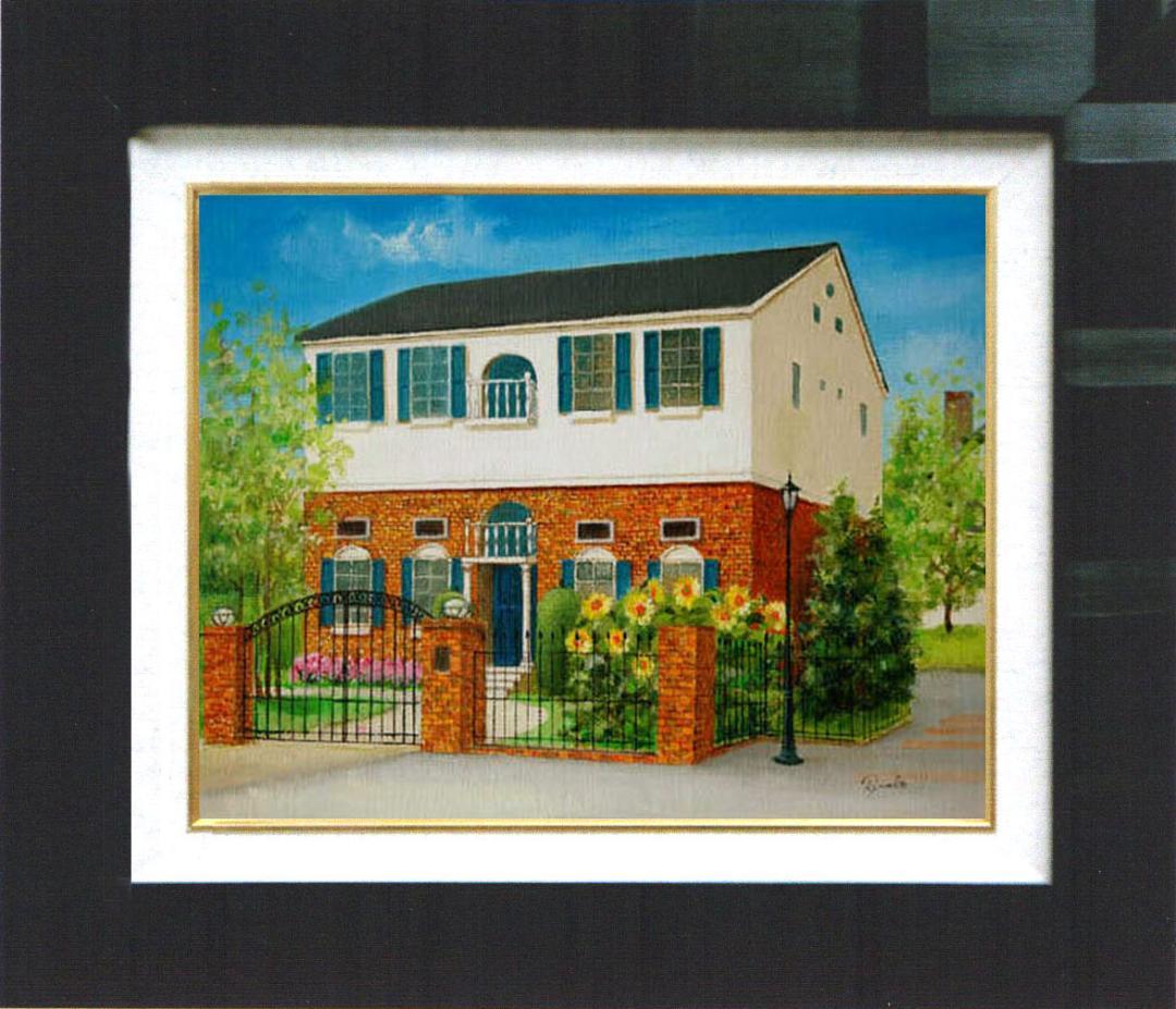 油絵 菅家令子 絵 絵画 インテリア 額付(銀) F4-110212 家ひまわり