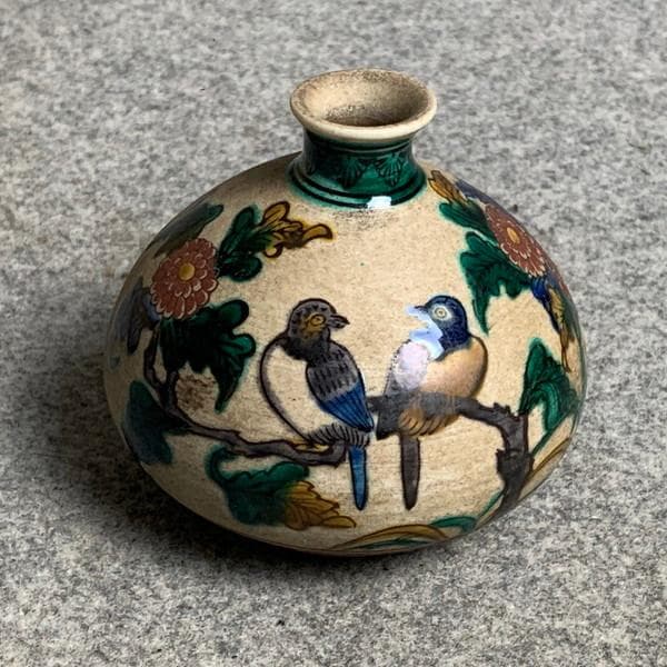 九谷焼青手角福菊に小鳥図油壺 [B28383] - メルカリ
