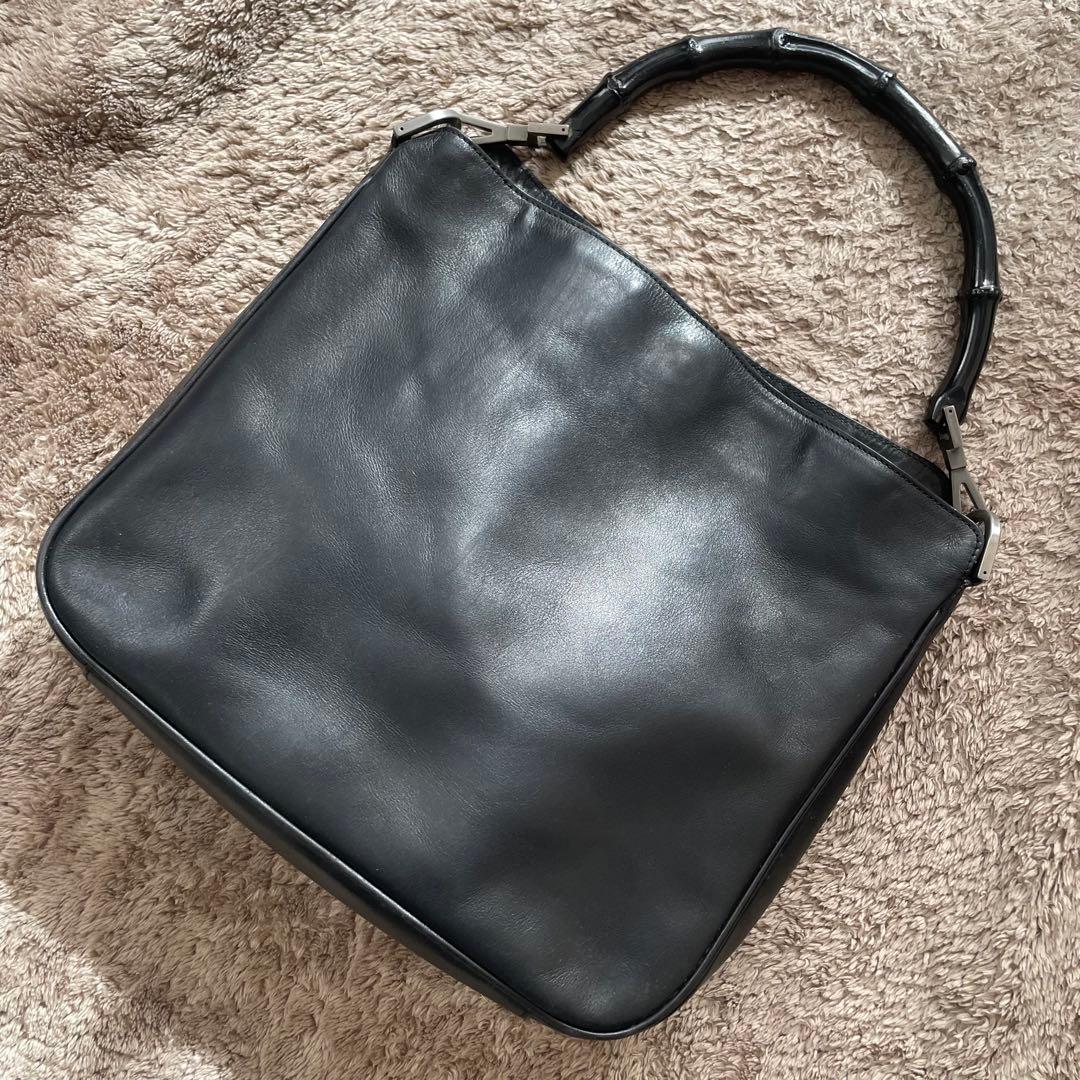 GUCCI グッチ バンブー ハンドバッグ 本革 レザー 黒 ブラック