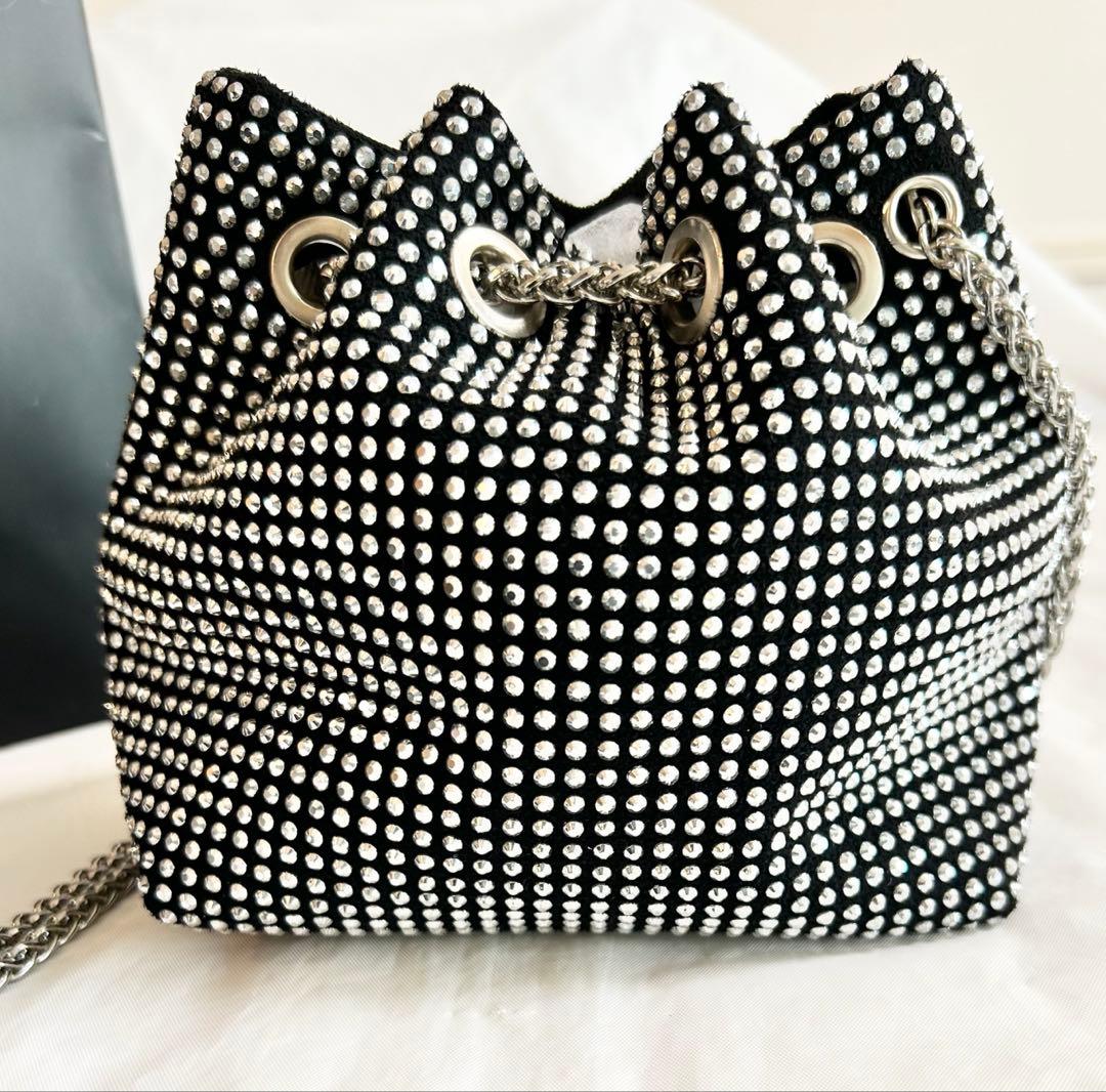 シャネル• ラインストーン CCロゴ 巾着型ショルダーバッグ