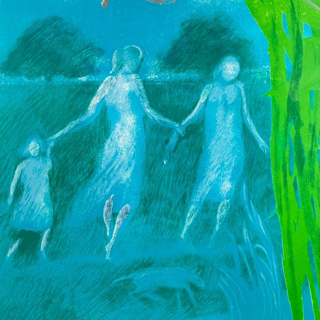 美品 ポール・ギヤマン「青い背景の花々」リトグラフ 大作 直筆サイン